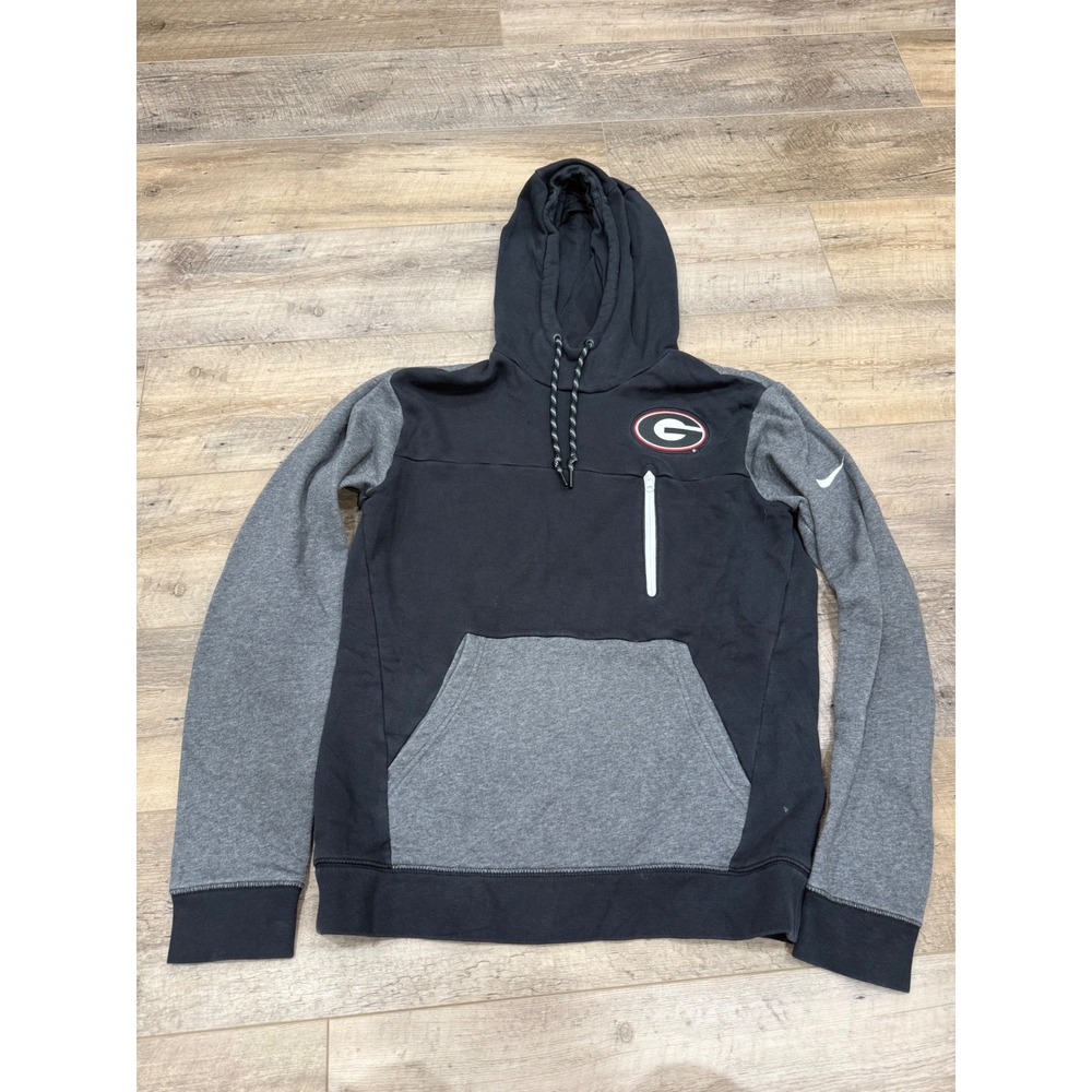 Nike Georgia Bulldogs Hoodie Mens Medium Black Grey Colorblock Pullover UGA